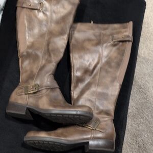 Kim Rogers Brown Knee-High Boots with Buckle
